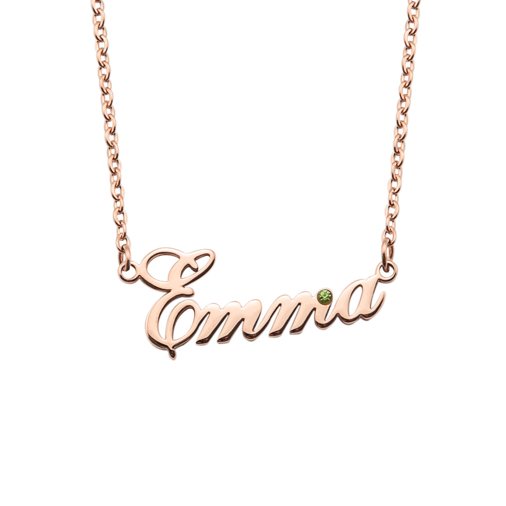 Personalised Name Necklace with Birthstone